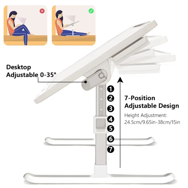 Laptop Desk Foldable Bed Table Adjustable Computer Desk Office Desk Children's Study Desk Bedroom Living Room Desk Adjustable - Image 6