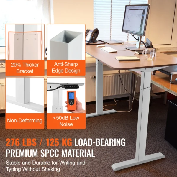 SucceBuy Standing Desk Frame Electric Stand Up Computer Desk Legs Ergonomic DIY Workstation Base for Home and Office - Image 6