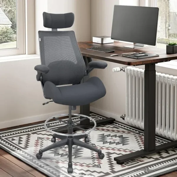 %a 400lbs High-Back Mesh Ergonomic Drafting Chair,Tall Office Chair, Standing Desk Chair,Adjustable Headrest