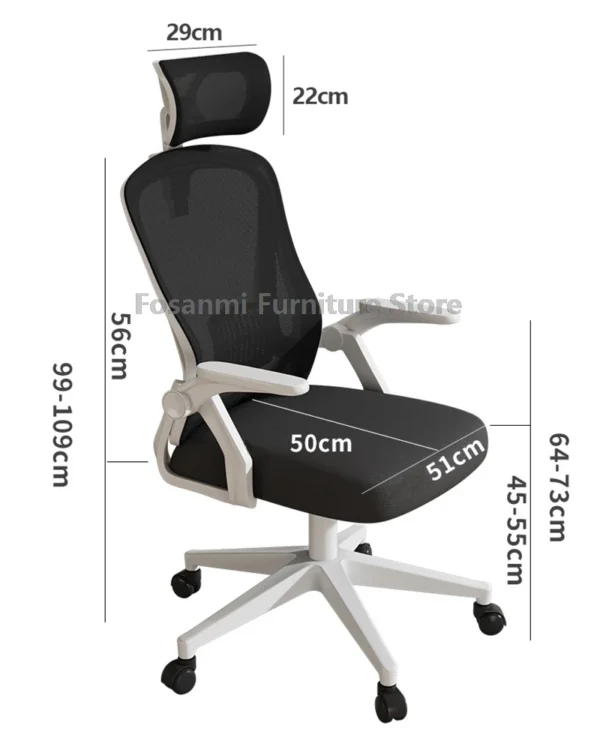 Adjustable Computer Chair With Flip-up Armrests and Lumbar Support Ergonomic Office Chair Comfortable Mesh Desk Rolling Chairs - Image 6