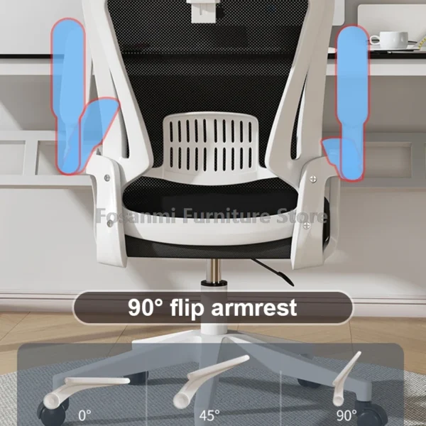 Adjustable Computer Chair With Flip-up Armrests and Lumbar Support Ergonomic Office Chair Comfortable Mesh Desk Rolling Chairs - Image 2