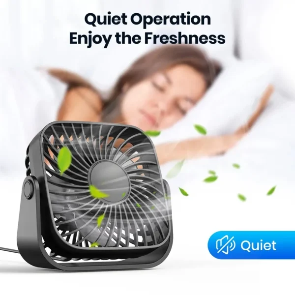 TOPK 4Inch USB Mini Portable Fan for Camping,3 Speeds Quiet Desk Table Personal Fan,360°Adjustment Standing Fans for Room Home - Image 5