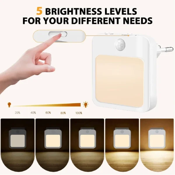 Night Light Motion Sensor With LED Light EU Plug Lamps Children'S Night Light Wireless Night Lamp For Bedside Table Bedroom - Image 4