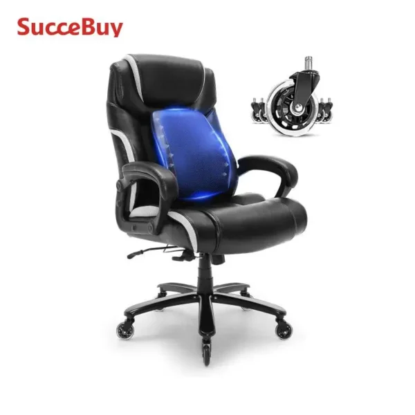 SucceBuy Heavy Duty Executive Office Chair with Cutting-edge Adjustable Lumbar Support High Back PU Leather Ergonomic Chair