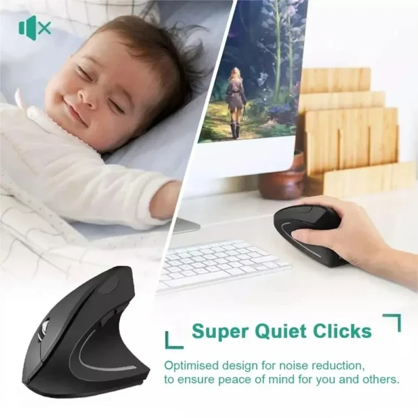 Vertical Mouse Ergonomic 2.4GHz Wireless Optical Mice 3 Adjustable DPI 800/1200/1600 6 Buttons for Laptop PC Computer Desktop - Image 3