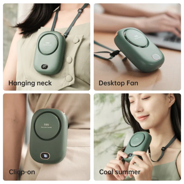 Vissko Portable Hanging Neck Fan Mini Fans with Adjustable Lanyard Bladeless USB Rechargeable Sports Cooling Fan for Kids Travel - Image 4