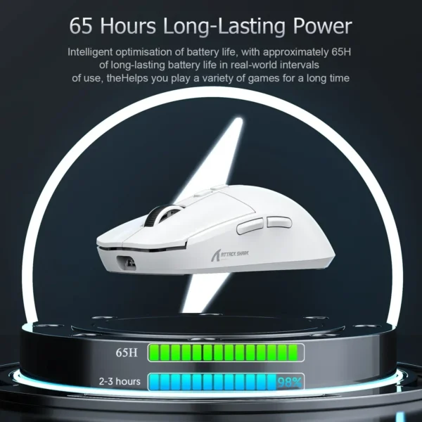 Attack Shark X6 PAW3395 Bluetooth Mouse,2.4 Tri-Mode Connection, RGB Touch Magnetic Charging Base, Macro Gaming Mouse - Image 4