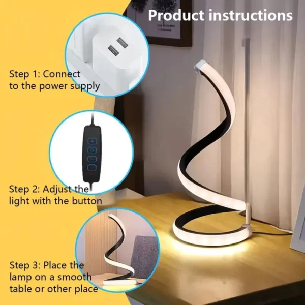 2025 new LED modern bedside lamp deformable spiral table lamp night lamp office living room bedroom decoration night lamp - Image 2