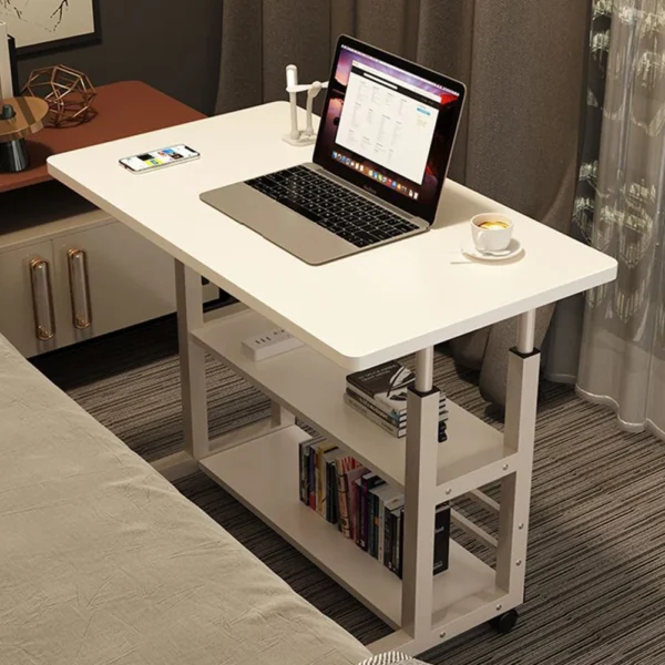 Swivel Wheel Home Desk Height Adjustable Bedside Table with Rolling Wheels Mobile Laptop Standing Desk for Dormitory and Bedroom