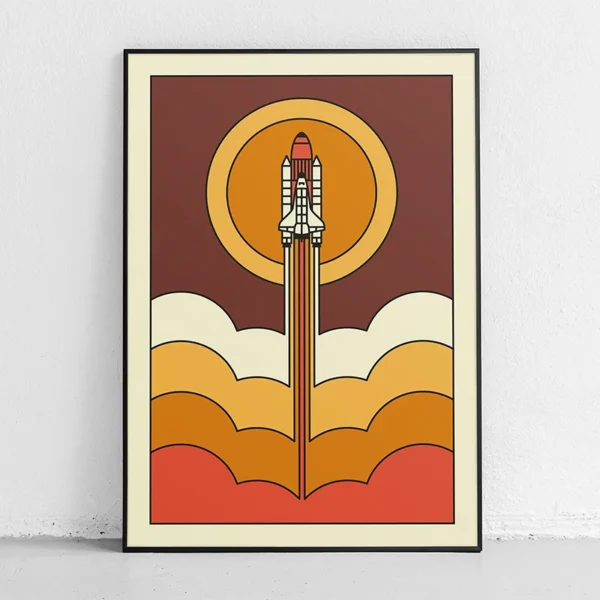 Retro Abstract Space Shuttle Sputnik Minimalist Posters and Prints Canvas Printing Wall Art Picture for Living Room Home Decor - Image 2