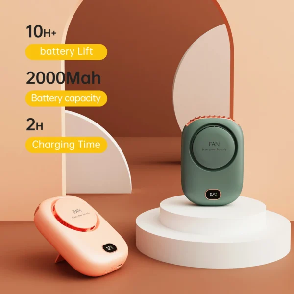 Vissko Portable Hanging Neck Fan Mini Fans with Adjustable Lanyard Bladeless USB Rechargeable Sports Cooling Fan for Kids Travel - Image 2