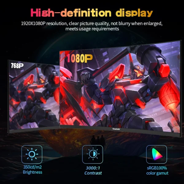 27 inch Curved Gaming Monitor,144Hz/180Hz PC Monitor Full HD 1080P, Frameless 1800R Computer Display with FreeSync DP, HDMI Port - Image 4