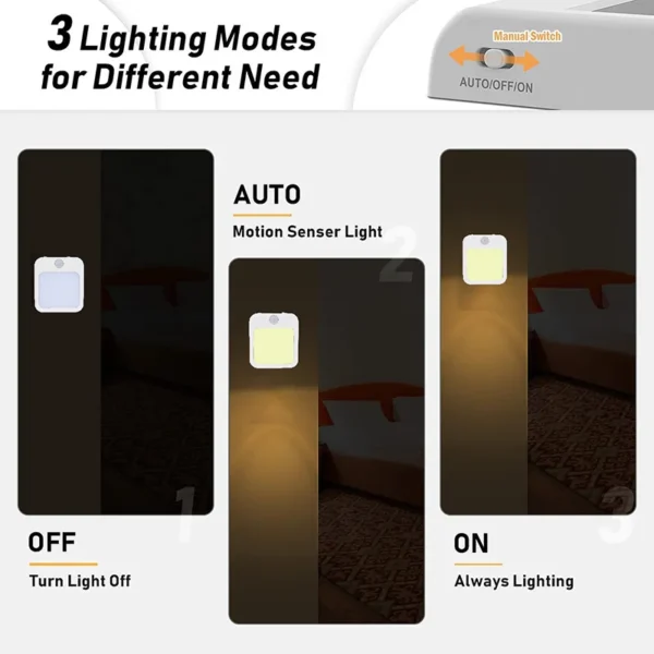 Night Light Motion Sensor With LED Light EU Plug Lamps Children'S Night Light Wireless Night Lamp For Bedside Table Bedroom - Image 5