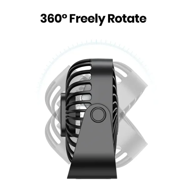TOPK 4Inch USB Mini Portable Fan for Camping,3 Speeds Quiet Desk Table Personal Fan,360°Adjustment Standing Fans for Room Home - Image 4