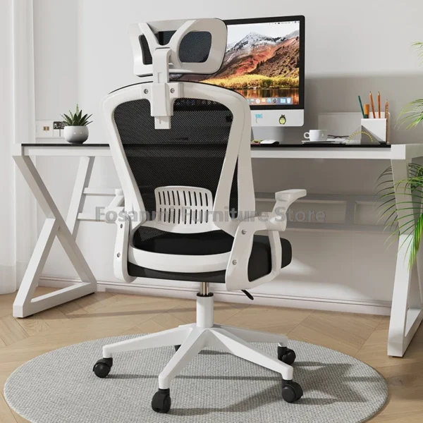 Adjustable Computer Chair With Flip-up Armrests and Lumbar Support Ergonomic Office Chair Comfortable Mesh Desk Rolling Chairs