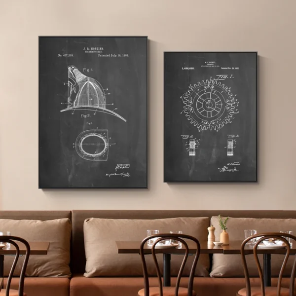 Fire Truck Parts Abstract Lines Wall Decor Poster Vintage Canvas Painting Art Print Industrial Nostalgic Black and White Picture - Image 5