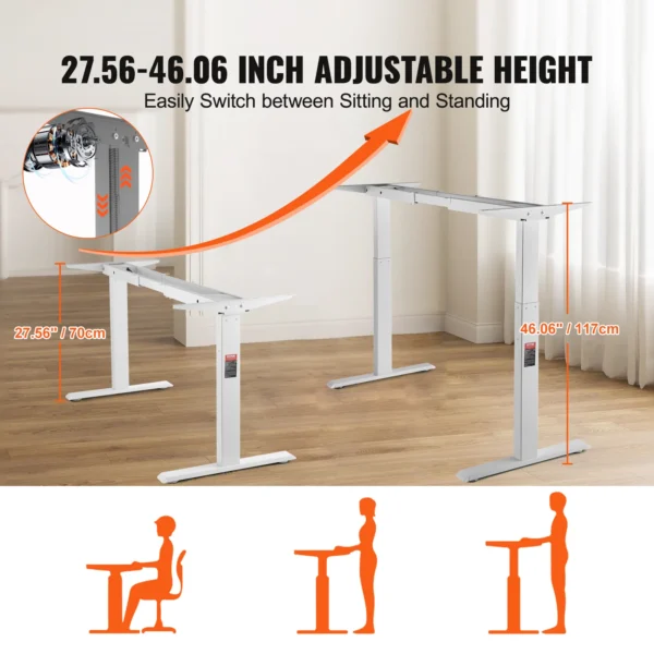 SucceBuy Standing Desk Frame Electric Stand Up Computer Desk Legs Ergonomic DIY Workstation Base for Home and Office - Image 3