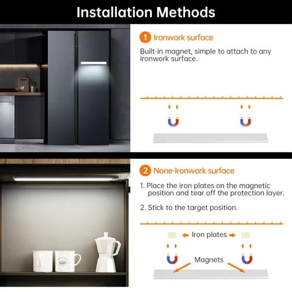 LED Night Light Motion Sensor Wireless USB Cabinet Night Light Wardrobe Lamp For Kitchen Cabinet Bedroom Wardrobe 20/30/40/60CM - Image 6
