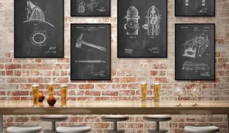 Fire Truck Parts Abstract Lines Wall Decor Poster Vintage Canvas Painting Art Print Industrial Nostalgic Black and White Picture