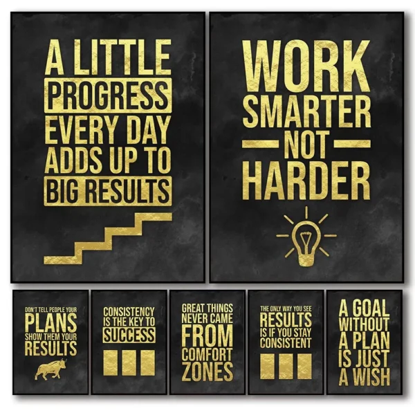 Motivational Quotes Canvas Painting Wall Art Picture Prints Office Posters Inspirational Work Success Home Decor Unframed
