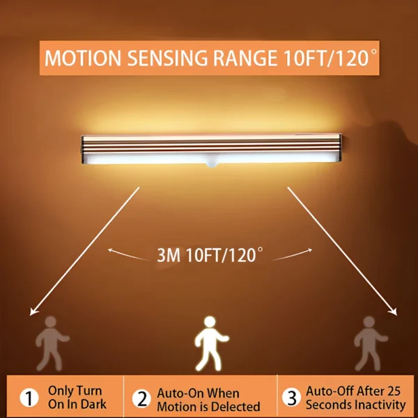 Night Lights Wireless LED Motion Sensor Lamp USB Rechargeable Magnetic For Wardrobe Room Closet Kitchen Aisle Tube Detector Bulb - Image 4