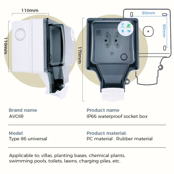 Avoir Tuya Wifi Smart Socket IP66 Outdoor Waterproof Power Brazil Outlet Voice Control Timer Switch Work With Google Home Alexa - Image 5