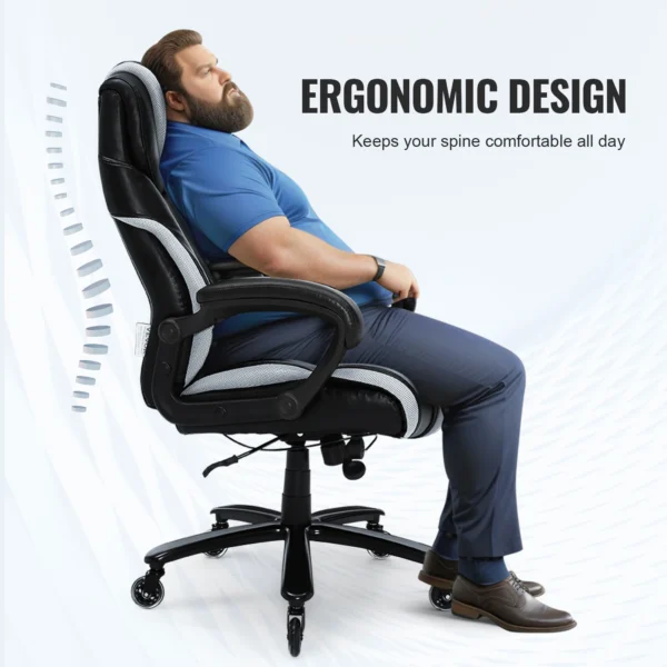 SucceBuy Heavy Duty Executive Office Chair with Cutting-edge Adjustable Lumbar Support High Back PU Leather Ergonomic Chair - Image 4