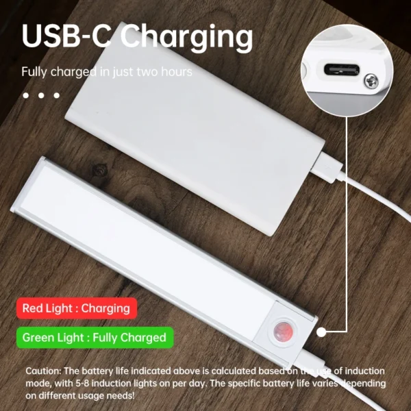 LED Night Light Motion Sensor Wireless USB Cabinet Night Light Wardrobe Lamp For Kitchen Cabinet Bedroom Wardrobe 20/30/40/60CM - Image 4