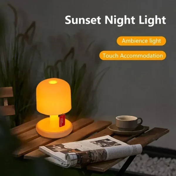 Mini Sunset Night Lamp Desktop Creative USB Rechargeable Ins Mushroom Style Led Night Light for Coffee Bar Home Decor Bedroom - Image 4