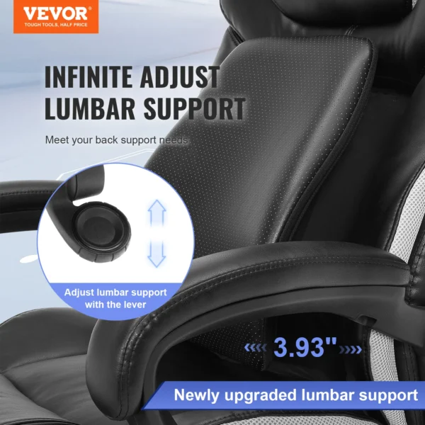 SucceBuy Heavy Duty Executive Office Chair with Cutting-edge Adjustable Lumbar Support High Back PU Leather Ergonomic Chair - Image 2