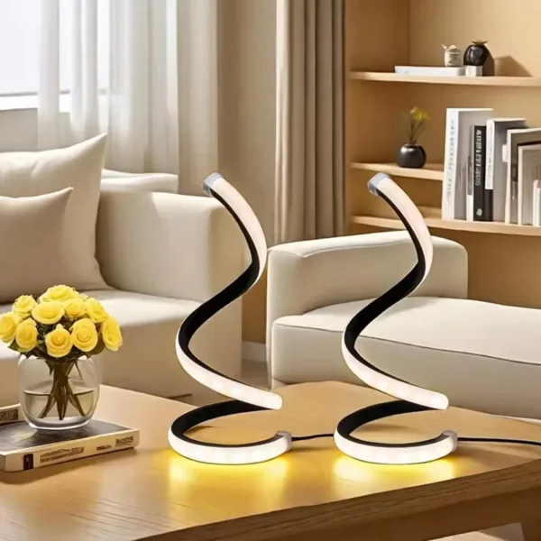 2025 new LED modern bedside lamp deformable spiral table lamp night lamp office living room bedroom decoration night lamp - Image 4