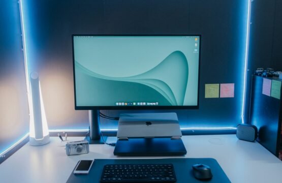 a computer on a desk